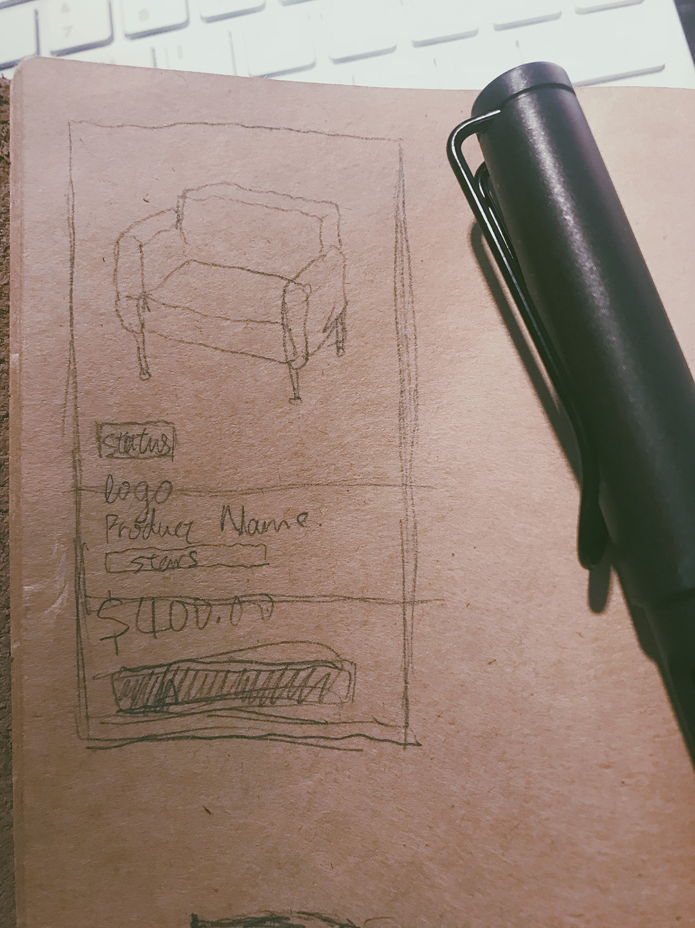 Sketchbook page of layout permutations