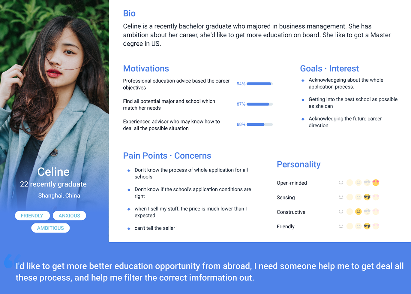 Persona board for Celine