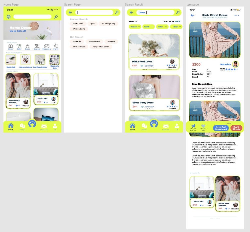 The second iteration of the high-fidelity screens