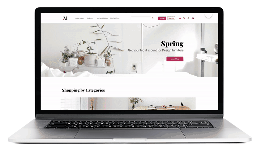 Maynoon home page mockup, animated