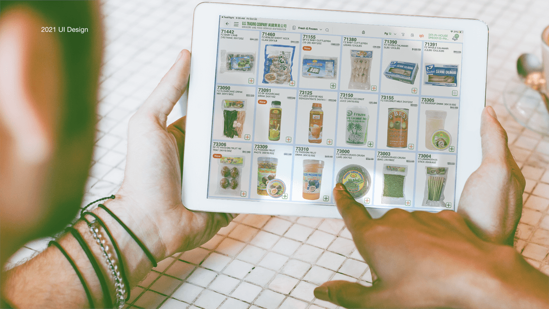 Internal system for Sales — B2B e-commerce platform on tablet